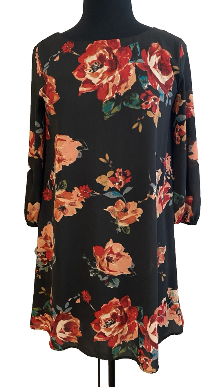 Everly Dark Floral Mini Dress Size Small Black Romantic Whimsigoth Forest Fairy